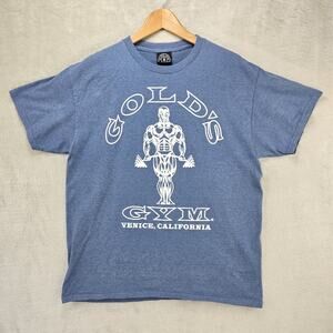 Vintage Golds Gym Shirt Mens Large Blue Venice Beach Workout USA Made
